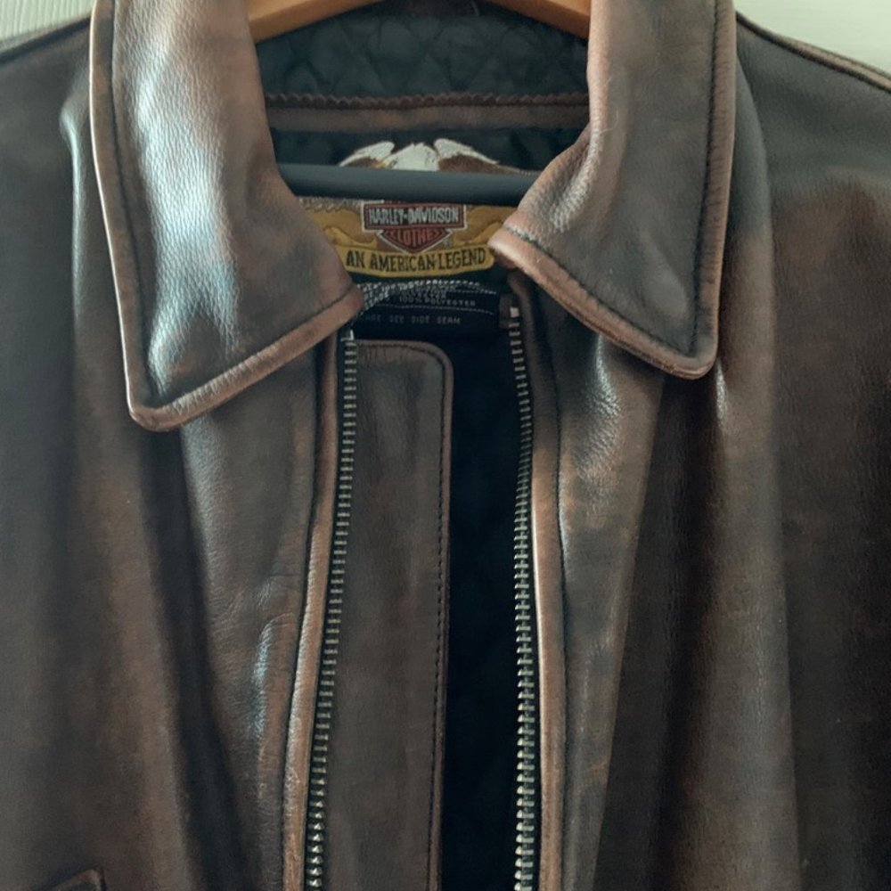 D-Pocket Harley Davidson Riding Jacket - Lrg Brown - Picture 9 of 10